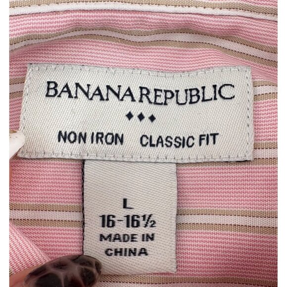 Banana Republic Men's Cotton Classic Fit Striped Button-Up Shirt Size L 16-16.5 - Picture 3 of 5
